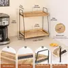 Estante de Almacenamiento de Doble Capa de Madera para Escritorio para Uso Doméstico en Dormitorio, Baño, Cocina, Estante de Almacenamiento Multipropósito, Organizador de Condimentos para Encimera