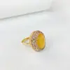 Nuevo Estilo Collar con Incrustaciones de Jade, Anillo y Pendientes Conjunto, Joyería Hecha a Mano de Estilo Mid-Century a la Moda Venta al por Mayor
