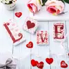 Día de San Valentín Bloque de Madera Corazón Corazón de Amor Letrero de Madera Decoración de Escritorio Carta de Amor Letrero de Mesa