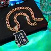Colar Pingente Totalmente Cravejado da Moda e Personalizado Mais Vendido da Amazon para Homens e Mulheres, Estilo Hip-Hop Cubano