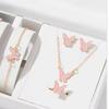 Cross-border New Hot Oil Dropping Plate Diamante em Borboleta Dourada Casual Pulseira Anel Colar Brincos Terno feminino