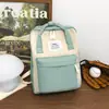 Mochila Transfronteiriça, Estilo Universitário, Mochila de Lona Casual para Estudante, Versátil, Bolsa de Mão Fresca e Simples, Mochila Colorida da Moda