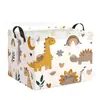 Cesto de Roupa Suja Novo com Estampa de Dinossauro de Desenho Animado Transfronteiriço, Cesto Dobrável para Armazenamento Doméstico para Roupas e Brinquedos, Formato Quadrado Grande