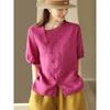 Nueva Blusa Retro con Botones Oblicuos, Camisa Femenina de Manga Corta, Top Casual de Color Sólido para Verano