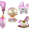 Decoración de Cumpleaños Mini Dibujos Animados Globo de Película de Aluminio Pie Botella Caballo de Troya Cochecito de Bebé Juego de 5 Globos