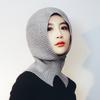 Inverno Novo Core-Spun Yarn Balaclava Chapéu Feminino Cor Sólida Listrado Xale Pescoço À Prova de Frio Pulôver Tricô Chapéu