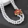 Elegante collar de múltiples capas con cuentas y colgante de flor de pedrería para mujer, ambiente festivo, regalo elegante y exquisito