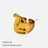 Influenciador de Moda Europeu e Americano Estilo Quente Anel Borboleta Aberto Liso Banhado a Ouro 18K em Aço Inoxidável Anel de Nicho Joias Femininas
