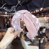 Diadema Sencilla de Tela Estilo Coreano con Lunares y Color Contrastante para Mujer con Nudo en Medio Retro Orificio para el Cabello Lazo Cruzado Diadema de Ala Ancha