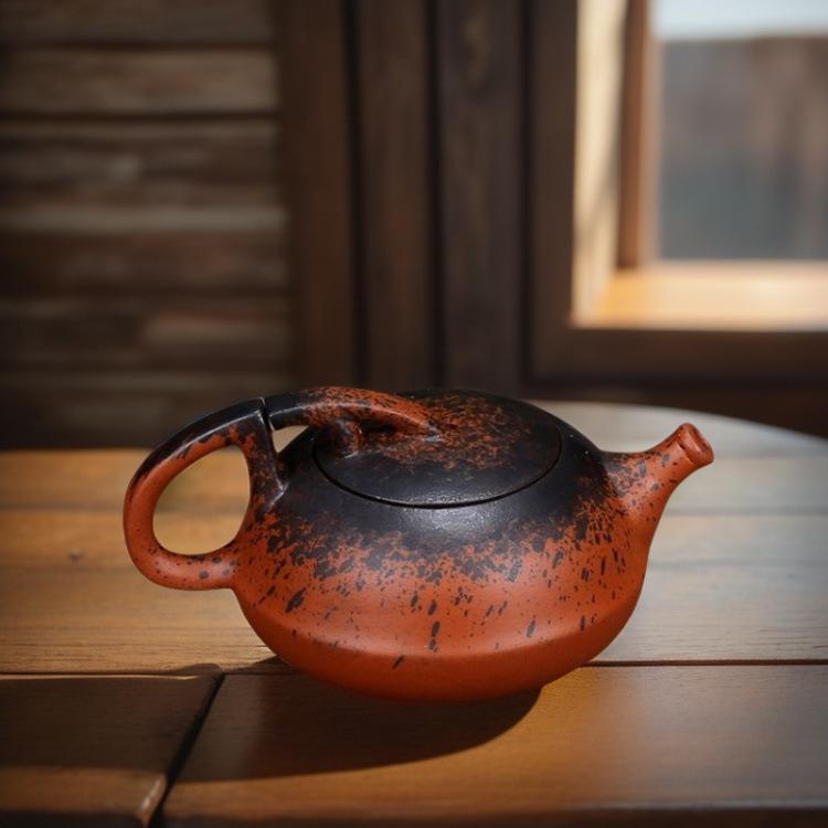 柴烧泼墨茶壶