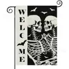 Bandera de Jardín de Halloween Más Vendida de Amazon con Estampado de Calavera Material de Lino Decoración de Fiesta Americana Bandera de Jardín
