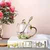 Tazas de Esmalte al por Mayor del Fabricante, Nuevo Estilo para Mujeres, Tazas de Té con Flores de Alto Valor para el Hogar, Vasos de Agua Exquisitos de Oficina de Gama Alta