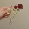 Horquilla decorativa de 13 cm con forma de rosa y perlas de imitación para el pelo, con forma de tiburón, estilo vintage, para cola de caballo, venta al por mayor