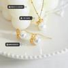 Set de Aretes y Collar con Lazo de Acero Inoxidable Chapado en Oro con Perlas de Imitación, Estilo Francés Ins, Lujo Ligero, Versátil