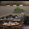 Novo estilo chinês 3D papel de parede antigo para restaurante grade de madeira estilo chinês parede de fundo estéreo tecido para sala de chá decoração de jardim de rochas papel de parede decorativo