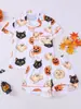 Pijama con Estampado Temático de Halloween para Mujer, Manga Corta de Verano, Cárdigan, Conjunto de Pijama Europeo y Americano, Comercio Electrónico Transfronterizo
