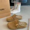 Zapatos Birkenstock sin espalda, tipo slip-on, de cuero genuino, suela gruesa, para mujer, nuevo modelo 2026, mules de punta cerrada, zapatos tipo mule casuales