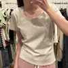 Una generación de temperamento capilar cuello pico pequeño manga corta hombro camiseta gris básica casual simple para mujer chaqueta de verano