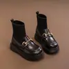 Novas Botas Infantis Menina Sapatos de Couro Tesouro Botas de Princesa Botas Meia Bota Meninas Plus Veludo Cano Médio Sapatos com Superfície de Couro Botas de Couro para Crianças Pequenas