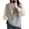 Colete de Tricô Gola V de Mohair Francês Curto Roupa Externa Feminina Outono e Inverno Pulôver Slim Colete Sem Mangas Top