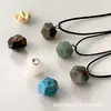 Productos de Amazon Transfronterizos Colgante de Cristal Rosa Natural de 12 Caras Gema Forma Geométrica Collar DIY Directo del Fabricante
