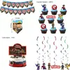Decoração de Festa de Jogo Roblox Transfronteiriça Suprimentos Mundo Virtual Prato de Papel Copo de Papel Toalha Faixa Balões Decorações
