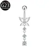 Venta Caliente Transfronteriza G23 Mariposa Perforada Flor Circona Anillo para Uña Uña Uña Anillo F136 Aleación de Titanio Joyería para Perforación
