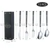 Juego de Cubiertos Occidentales de Acero Inoxidable de 5 Piezas en Caja de Regalo, Combinación de Tenedor, Cuchillo y Cuchara, Mango de Imitación Mármol, Vajilla para el Hogar y el Hotel