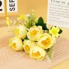 6 Peonías Pequeñas, Flores Artificiales, Flores Falsas, Decoración para Bodas en Casa, Venta al por Mayor de Arte Floral, Adornos, Decoración de Mesa para Exteriores
