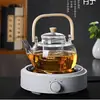 Tetera de Vidrio Resistente al Calor de Alto Borosilicato con Mango de Bambú, Cafetera de Vidrio de Gran Capacidad para Uso Doméstico con Filtro