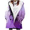 Nuevo abrigo de trench para mujer 2023 estilo europeo y americano venta caliente transfronteriza abrigo con capucha estampado de rayas arcoíris 3D engrosado de invierno
