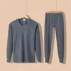 Conjunto de ropa interior térmica de otoño para hombre de la marca Source, algodón puro, fino, cálido, cuello redondo, talla grande, para mediana edad y mayores, venta al por mayor y entrega directa