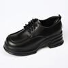 Zapatos Oxford de Cuero Pequeños con Cordones Blancos para Mujer, Primavera Nuevo, Zapatos de Una Capa, Mocasines de Plataforma de Suela Gruesa para Combinar con Todo, Mocasines con Altura Interior