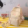 Mochila Escolar para Alunas do Ensino Fundamental II, Design Cor Creme com Estrelas e Luas, Mochila para Computador Feminina Estilo Novo, Mochila Feminina Estilo College para Meninas
