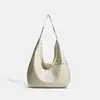 Bolsa Hobo Minimalista, Bolsa de Ombro Estilo Vintage com Detalhes de Ilhós Circulares, Bolsa de Braço Grande Capacidade Estilo Coreano, Bolsa Tote de Couro Descontraída