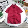 Camisa de manga curta masculina adolescente estudantes estilo coreano moderno slim-fit cor sólida base camisa camisa classe roupas trabalho roupas masculinas