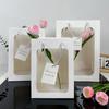 Bolsa de mão com janela aberta transparente Ponto branco papelão vermelho saco de presente Dia dos Namorados embalagem de flor bolsa de mão atacado