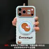 Capa de Verão com Coco para iPhone 17 Pro Max Capa de Celular iPhone 15 Silicone 16 Formato de Coração Janela Grande 14 Suporte