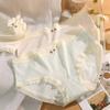 Nude Sense Ropa Interior Sin Cortes para Mujer Cintura Media Sin Cortes Antibacteriana Algodón Puro Seda de Hielo Delgada Lazo de Niña Ropa Interior de Seda de Hielo