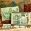 Set de Cuadernos de Pintura de Paisaje Estilo Antiguo Flor de Loto, Pino, Bambú y Ciruelo Caja de Regalo Estudiante Estilo Chino Rima Antigua Cuaderno Souvenir Cultural y Creativo
