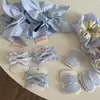 Estilo Coreano Pinza Azul Simple Traje Rayas Cuadrado Cuadrado Anillo para el Cabello Intestino Grueso Grande Accesorios para el Cabello de Mujer Estilo Perezoso de Gama Alta Extragrande