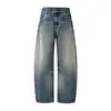 Pantalones Vaqueros Muqiu para Hombre Lavados Desgastados de Corte Holgado Ligeramente Rotos Estilo Callejero Unisex Pierna Ancha Holgada
