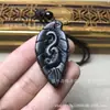 Pendente Ruyi de jade verde escuro natural colar masculino e feminino pingente estilo étnico vintage pingente de casal boutique atacado