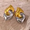 Omega Acero Inoxidable Chapado en Oro Verdadero de 18K Pendientes Dorados Geométricos Clavos para Orejas Exagerados Modernos Joyería para Orejas de Acero de Titanio