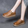 Venta de Liquidación de Tallas Agotadas por 99 Yuan: Zapatos de una sola pieza para mujer, punta redonda, con hebilla, corte profundo, de cuero de vaca de primera capa, estilo Birkenstock, suela gruesa, plataforma, para tallas pequeñas.