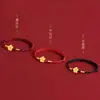 Pulsera Trenzada de Hilo Rojo Flor de Durazno para Mujer, Pulsera de Flor Versátil para Hombre, Pareja, Mejor Amigo, Estudiante, Accesorio de Mano Regalo