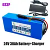 Bateria de Lítio 24V 30Ah 6s3p 18650 para Bicicleta Elétrica Moped Pacote de Bateria de Íons de Lítio + Carregador