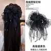 Pinza de pelo con forma de lazo floral para coleta, estilo francés, para mujer, elegante y exquisita, pinza de tiburón de agarre medio para la parte trasera de la cabeza, accesorio para el cabello