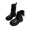 Botas Infantis 2026 Novas Botas Martin de Outono e Inverno para Meninas, Botas Curtas para Crianças de Tamanho Médio e Grande, Estilo Princesa, Botas de Couro de Cano Curto com Forro de Lã