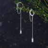 2026 Nuevos Pendientes de Moda Transfronterizos Cuadrados Largos con Borlas en Plata con un Diseño Elegante para el Trabajo, Adecuados para Mujeres